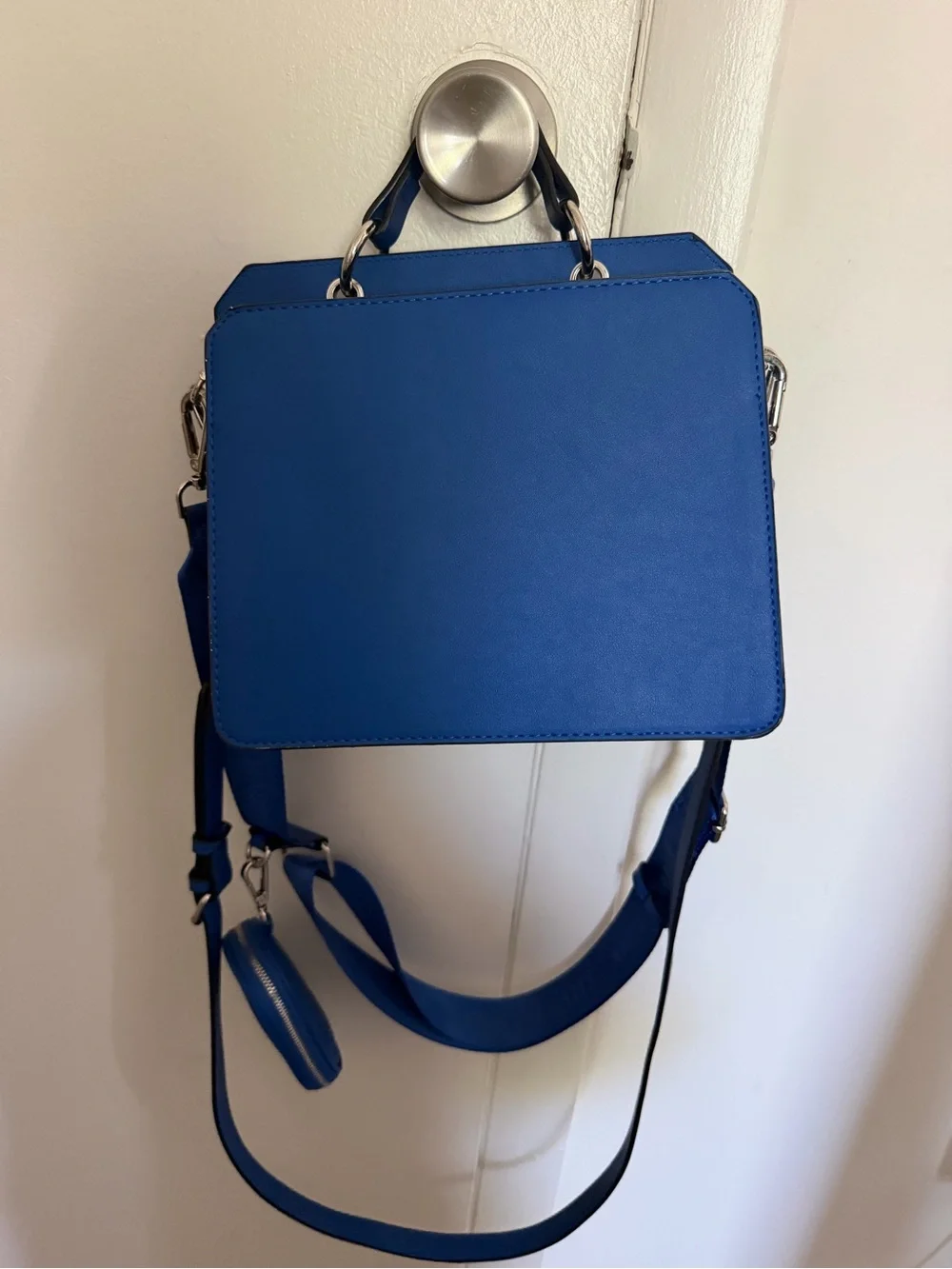 Steve Madden Blue Structured Satchel with Removable Strap